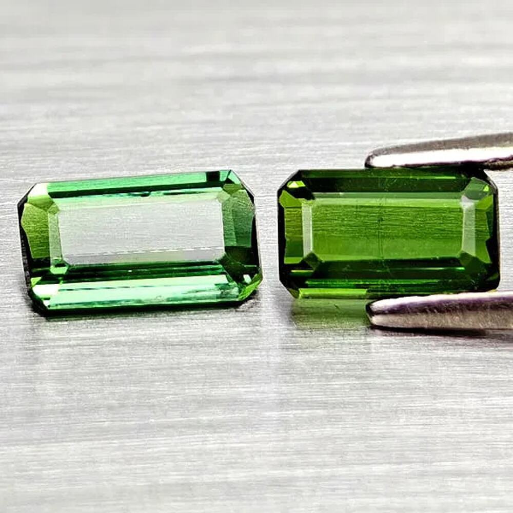 Natural Green Tourmaline 1.52ct Pair Octagon 7.2x4.1mm
